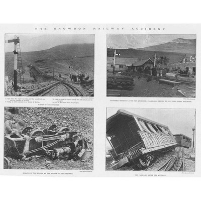 The Snowdon Mountain Railway Accident - Antique Print 1896