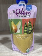  6 4oz Plum Organics Baby Food Pear Pea w Spinach Pouches Stage 2 6 Mos. NIB
