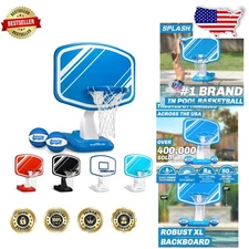 Splash Hoop PRO Swimming Pool Basketball Set 2 Balls Pump Included