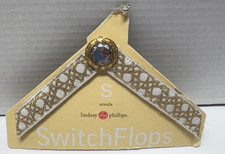Lindsay Phillips Ursula S White Gold Switch Flops NEW