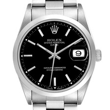 Rolex Date Steel Black Dial Mens Watch 15200