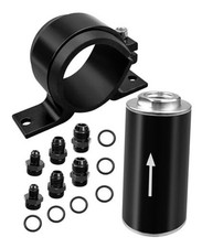 10 Micron Inline Fuel Filter with 50mm Mounting Bracket Kit Fit Different Black