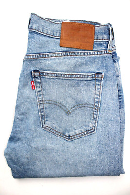 Levi's 514 Straight Leg Big E Herren Jeans W32 L30 Blau Snow Wash Stretch LEVH174