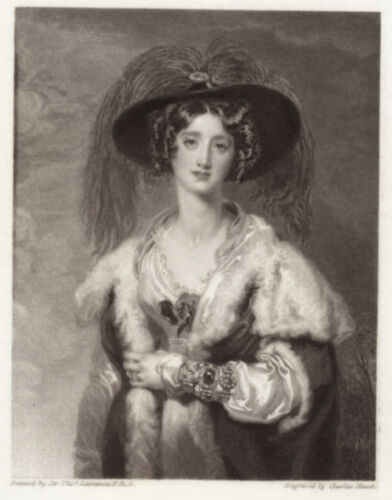 LADY PEEL,  di  T. LAWRENCE  (1769-1830), incisione di Heath, 1840 - Zdjęcie 1 z 2