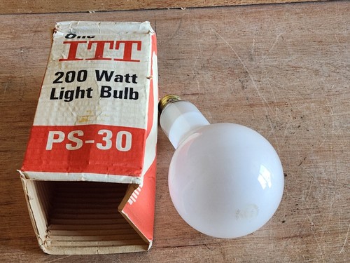 ITT 200 Watt Light Bulb PS-30 Standard NOS Vintage USA Large Frosted - Picture 4 of 24