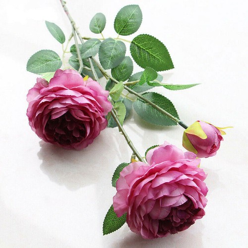 Artificial Roses Peony Fake Silk Flowers Bridal Wedding Bouquet Home Decor - Picture 12 of 13