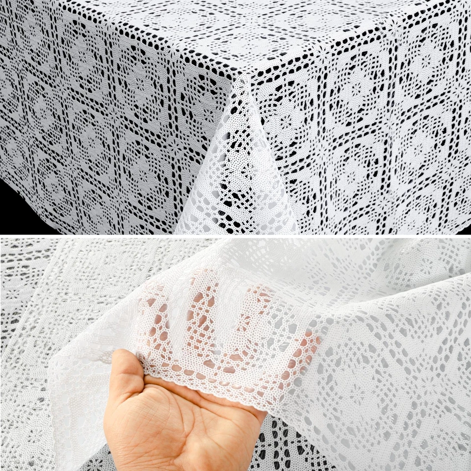 Tischdecke Lace Vinyl Wachstischdecke Blumen Häkelspitze Optik abwaschbar ANRO - Bild 3 von 4