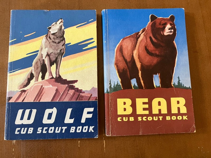 Lot of 2 Vintage Boy Scouts Of America Cub Scout Books Wolf Bear SC 1954