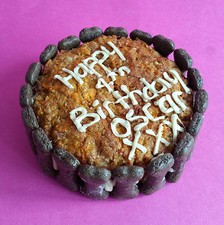 DOG BIRTHDAY CAKE BANANA AND OATS  treat puppy food gift party Christmas BONES