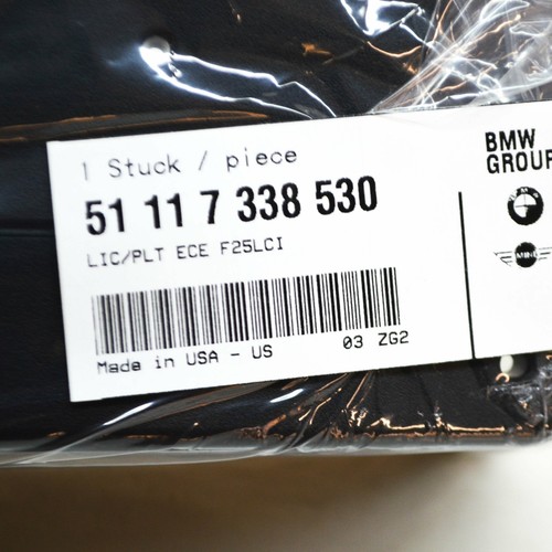 OEM BMW X3 F25 FRONT BUMPER LICENSE NUMBER PLATE HOLDER ECE 51117338530