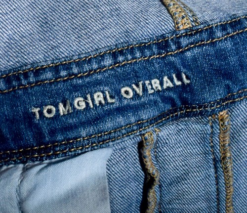 American Eagle Tomgirl Distressed Denim Bib Straight Leg Overalls Sz XS - Picture 5 of 5