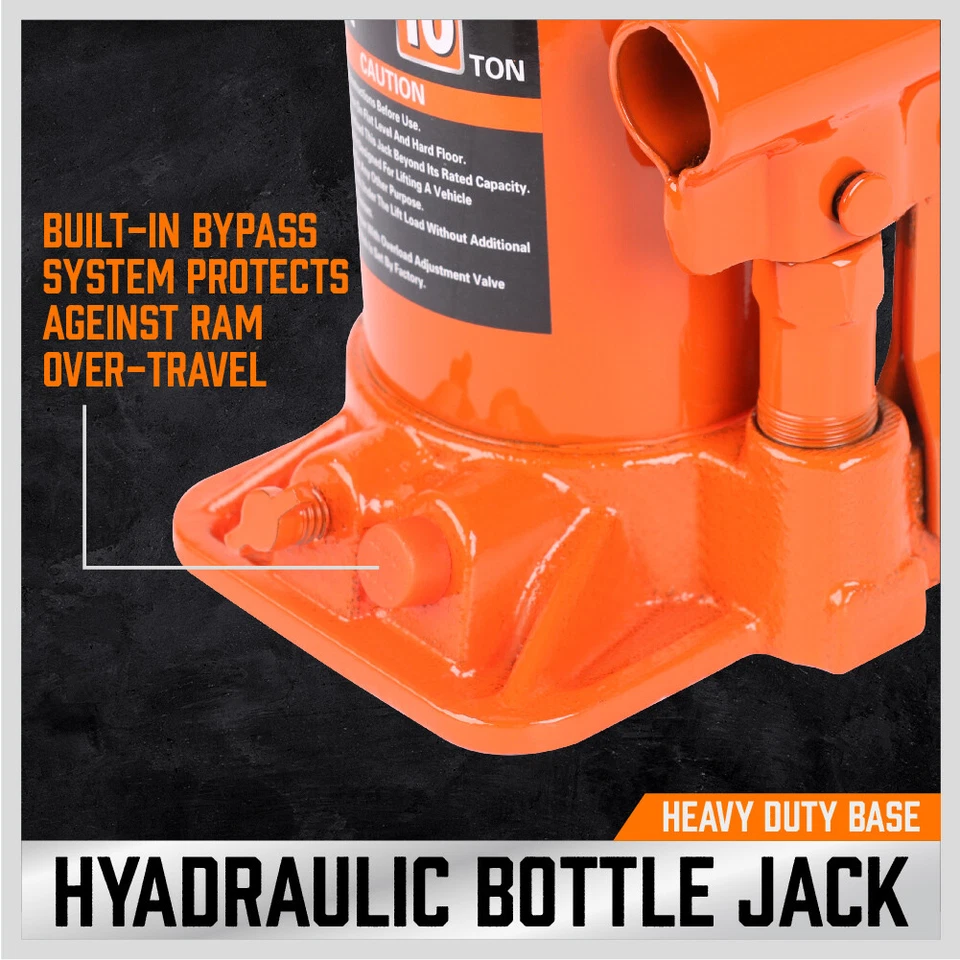 10/12/20 Ton Bottle Jack Hydraulic Lifter Heavy Duty Car with Safety Valve 4WD - image 4 of 4