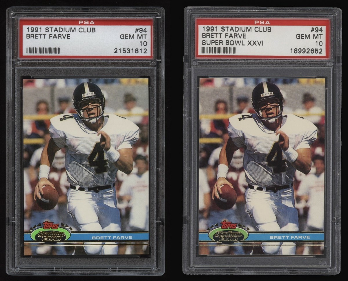 1991 Topps Stadium Club BASE & SUPER BOWL XXVI Parallel 94 Brett