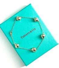 Tiffany & Co. Elsa  Peretti Sterling Silver Five Nugget 7" Bracelet in Pouch Box