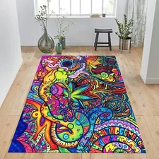 Psychedelic Tapestry Rug, Trippy Tapestries Art Mat, Modern Carpet, Non Slip Rug