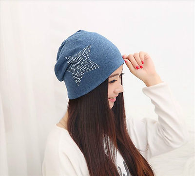 Unisex Herren Damen Long Beanie Slouch Ski Fiber Mütze Mütze Strass