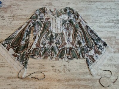 Womens Shakra Top Hippie Boho Size Medium Paisley Lace Multi Color 