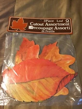 NIP VTG FALL AMSCAN 3 PIECE LEAF CUT OUT ASSORTMENT