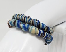 Polymer Clay Bead Shell Like Stretch Bracelets - Natural Blue, White, Brown