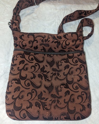 Thirty-One Crossbody Handbag Zip Brown Embroidered Shoulder Bag Purse Monogram - Picture 3 of 10