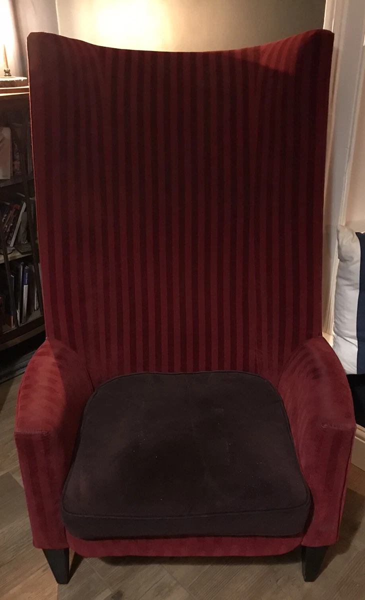 Red Porters chair with Contrast cushion Velour Finish With Subtle