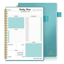Daily Planner Undated, To Do List Notebook with Hourly B5-Daily Planner Teal
