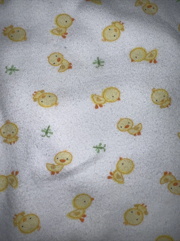 Carter's Just One Year Sweet Baby Chick Yellow Duck Blanket Green Stripe Cotton - Image 3 of 4