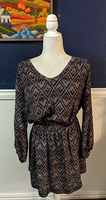 Rebecca Taylor Purple Geometric Triangle Cinched Dress 100% Silk Sz 8 Medium M