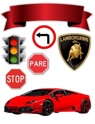 Lamborghini Essbar Aventador Tortenaufleger Torte  Geburstag Zuckermasse + TEXT