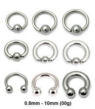 STEEL BCR BALL CLOSURE RINGS HORSESHOE CURVED EAR EYEBROW PA BARS 0.8MM -10MM