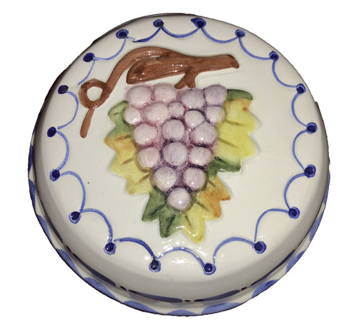 ABC BASSANO VTG ITALY SMALL 5” GRAPES CERAMIC MOLD HAND PAINTED wSTICKER EUC