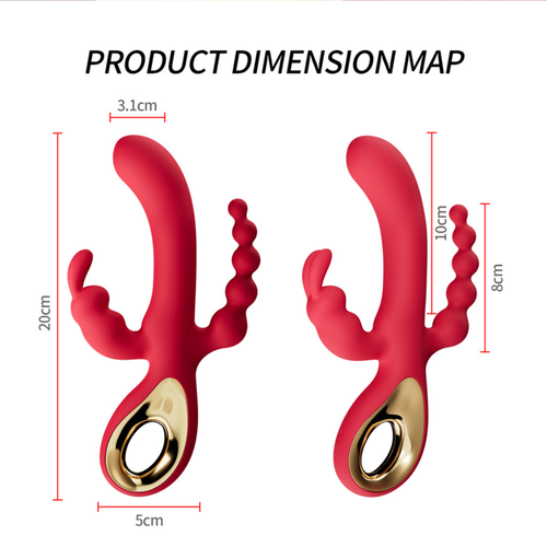 Dildo Vibrator 3-in-1 with G-Spot, Clitoris, Anal, USB Rechargeable, Dual Motors - Picture 13 of 48