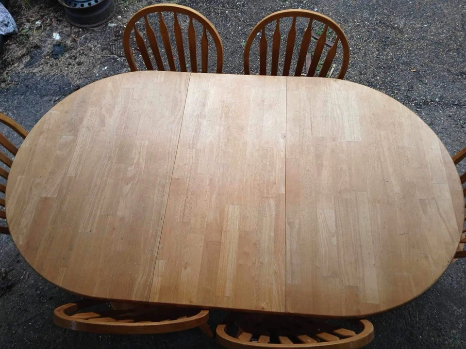 Solid Oak Dining Table With 6 Chairs Set - Image 2 of 3