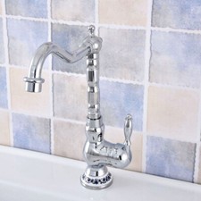 Polished Chrome Bathroom Kitchen Bar Vessel Sink Swivel Faucet Mixer Tap ssf673
