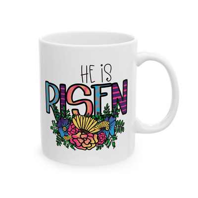 Easter Mug He Is Risen Spring Floral Religious Inspirational Gift Coffee Tea Cup