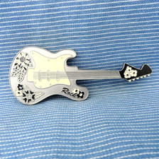 Electric Guitar Belt Buckle Rock Roll Music Band Hippie Flowers Vtg 90s .GTA603