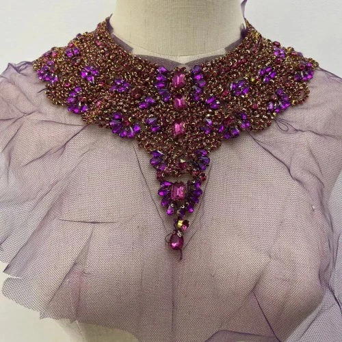 Handmade Rhinestone Collar Patches  Sew on Clothes  for Clothing Decoration DIY - Image 3 of 4