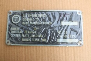 VINTAGE AMTRAK PASSENGER CAR RAILROAD DATA PLATE {{ OR BOGIE PLATE }}