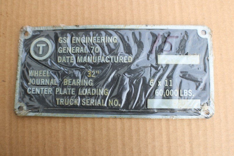VINTAGE AMTRAK PASSENGER CAR RAILROAD DATA PLATE {{ OR BOGIE PLATE }}