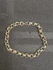 Vtg 7" 925 Belcher Chain Bracelet Ornate Design 10.82g Spring Ring