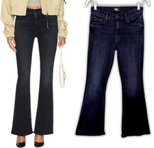 MOTHER The Weekender High Rise Flare Jeans in Deep End Dark Waste Sz 28 MSRP 268