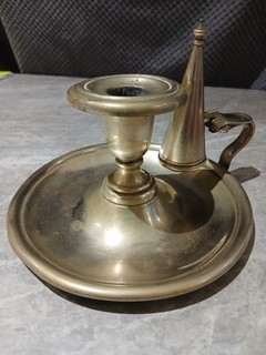 Victorian Chamberstick Candleholder with Snuffer Originally Silver Plated