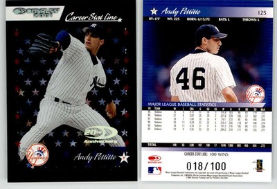Andy Pettitte 2001 Donruss Career Stat Line #125 /100 Yankees