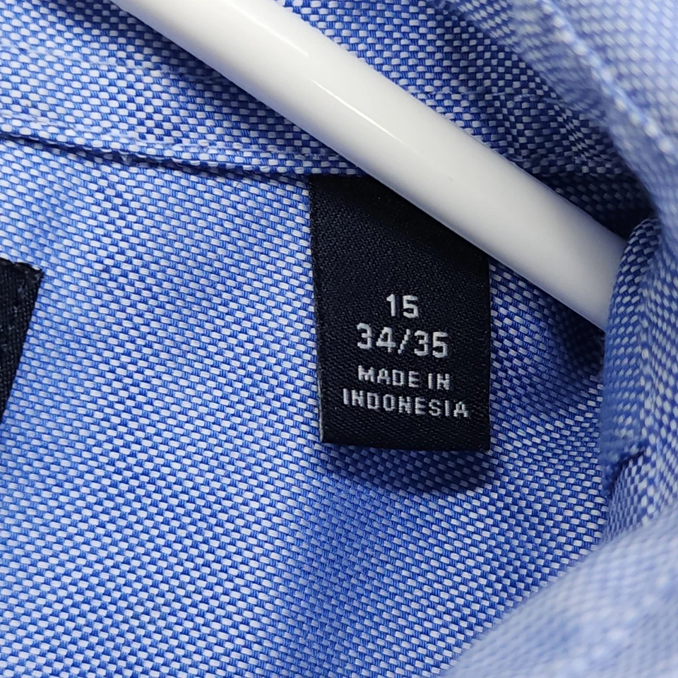 Camisa Tommy Hilfiger Para Hombre Talla 15 34/35 Azul Calce Atlético Elastizada Manga Larga Foto 4 de 4