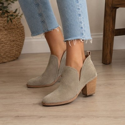 Jeffrey Campbell Boots Womens 8.5 Taupe Suede Rosalee Ankle Almond Toe Western