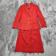 Vintage Evan-Picone Skirt Suit Womens S Red 2-Button Lined Pencil Office Career