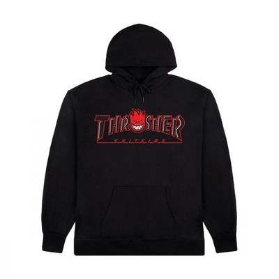 Thrasher x Spitfire Kapuzenpullover Big Head Outline schwarz