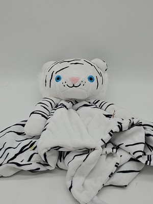 Love by Emi White Tiger Plush Lovey Stuffed Security Blanket Binky Loop *READ
