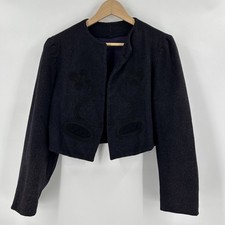 Antique 1880s 1900s European Folk Wool Jacket Braided Soutache Trim Handmade