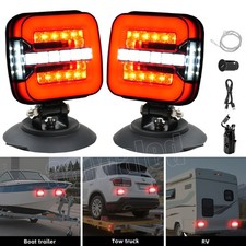 2X Wireless Trailer Lights Magnetic LED Tow Light Turn Signal Brake Reverse Stop
